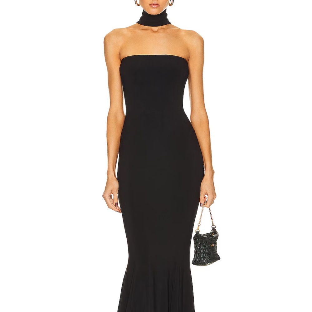 NORMA KAMALI Turtleneck Strapless Fishtail Gown